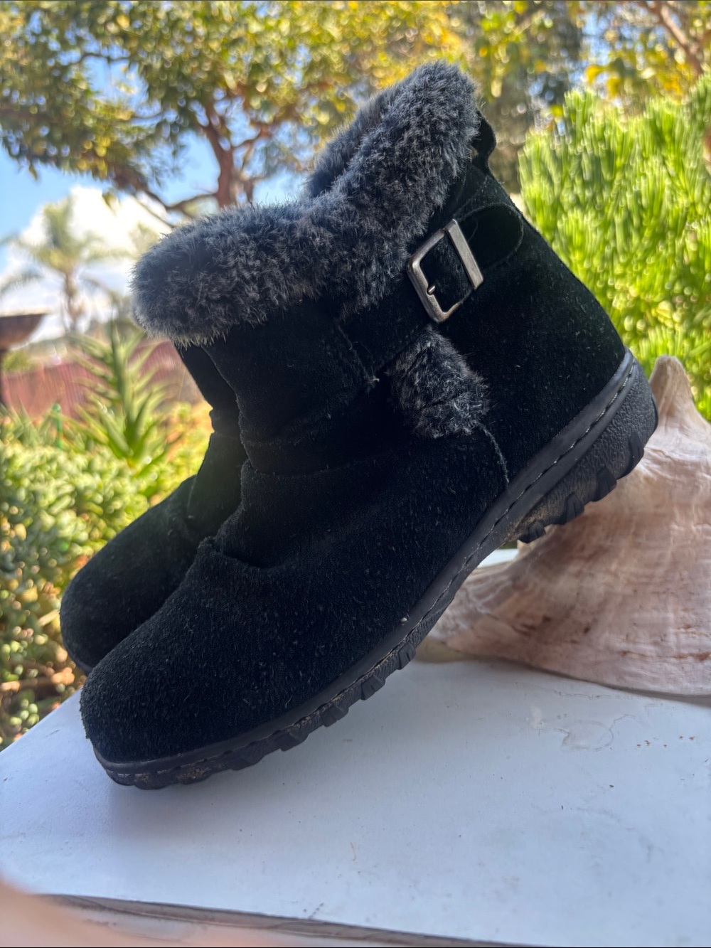 Khombu Black Faux-Fur Ankle Winter Boots
